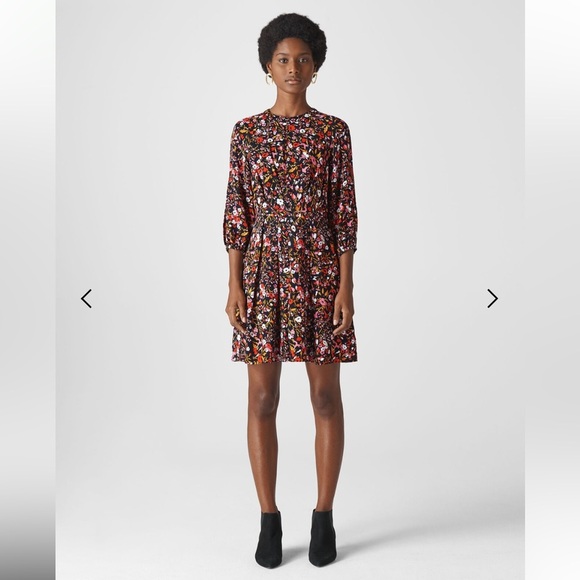Whistles FLIPPY MEADOW PRINT DRESS IN PINK MULTI - Picture 1 of 11